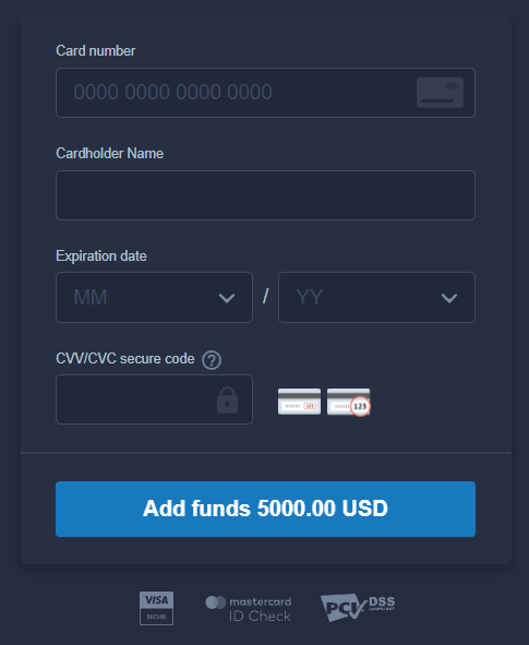Deposite dinheiro em ExpertOption via cartões bancários (Visa / Mastercard), pagamentos eletrônicos e criptomoeda no Egito