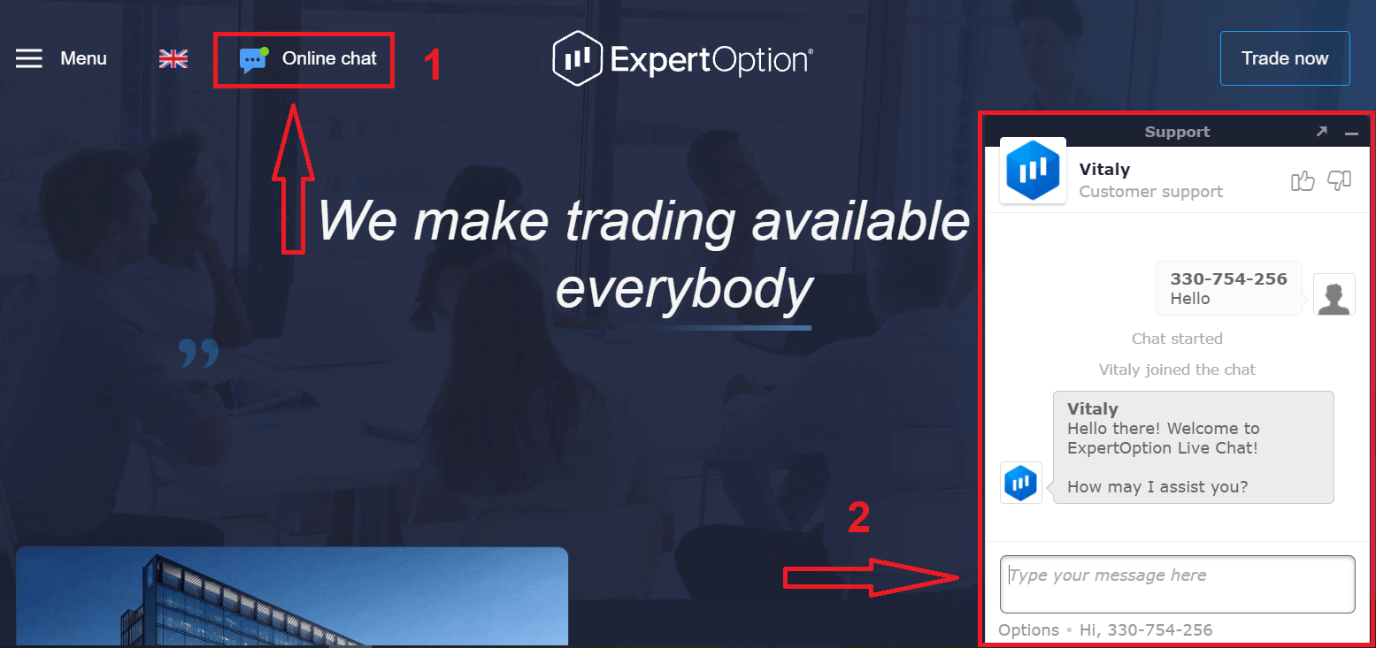 Cách liên hệ với bộ phận hỗ trợ ExpertOption Cách liên hệ với bộ phận hỗ trợ ExpertOption