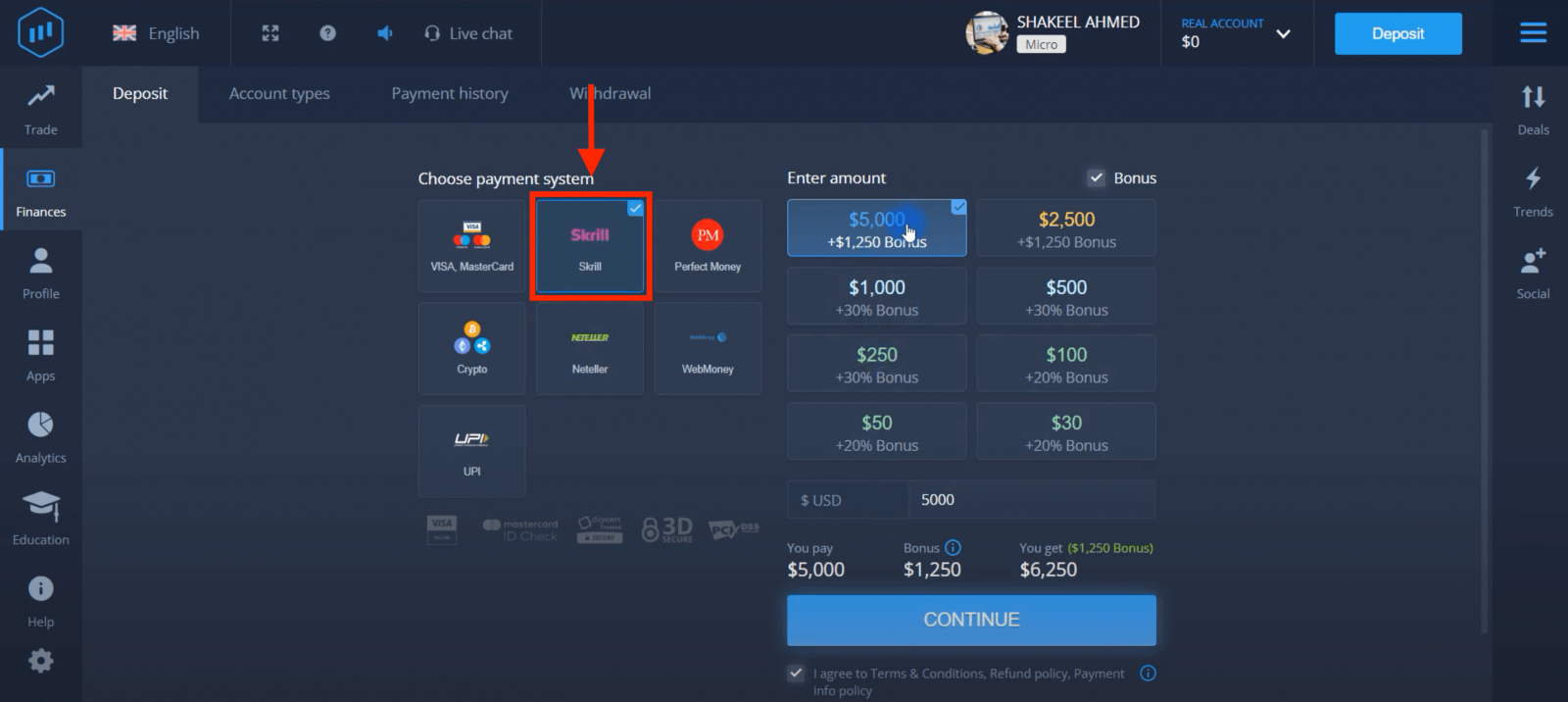 Deposit Money in ExpertOption via Bank Cards (Visa / Mastercard), E-payments (UPI, Skrill, Neteller, WebMoney, Perfect Money) and Cryptocurrency in Pakistan Deposit Money in ExpertOption via Bank Cards (Visa / Mastercard), E-payments (UPI, Skrill, Neteller, WebMoney, Perfect Money) and Cryptocurrency in Pakistan