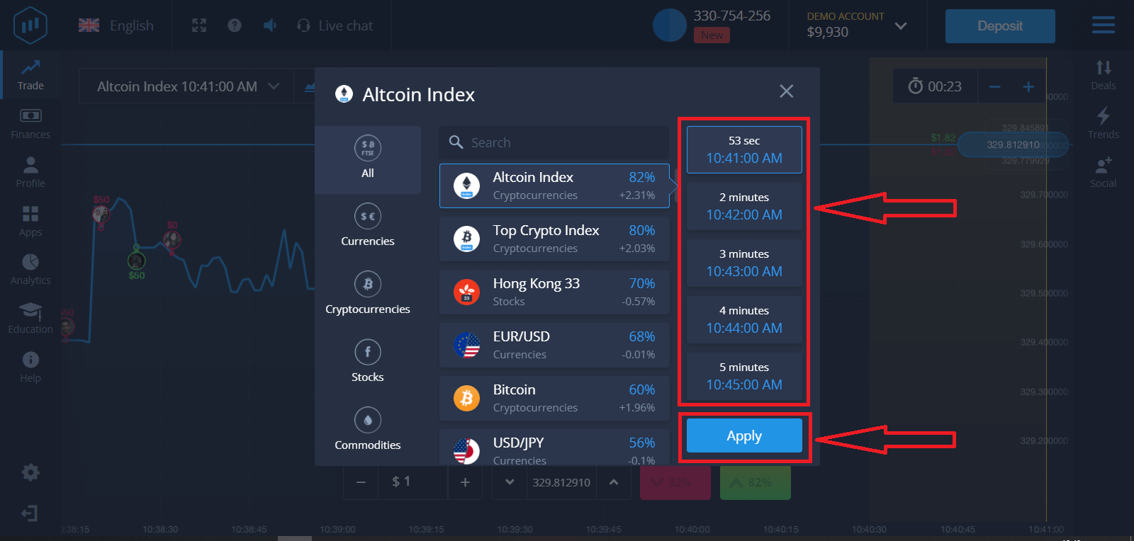Como se registrar e começar a negociar com uma conta demo em ExpertOption