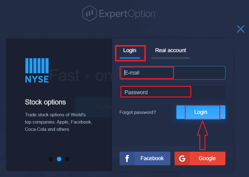 Como se inscrever e fazer login em uma conta ExpertOption